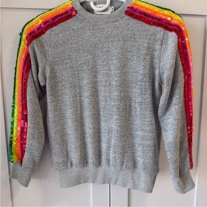 Lola + The Boys Gray kids sweatshirt with Colorful Sequin Stripes joggers set